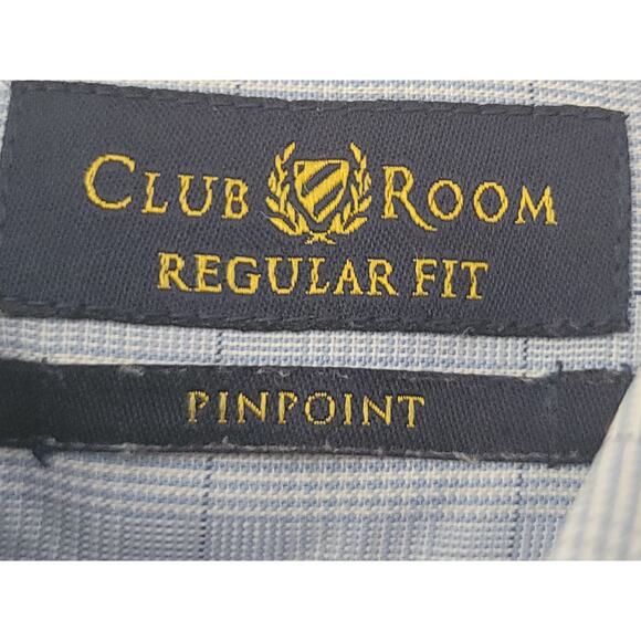Mens's Club Room Pinpoint  Dress Shirt Regular Fit Button Up Plaid Size 16 32/33 - Picture 7 of 8